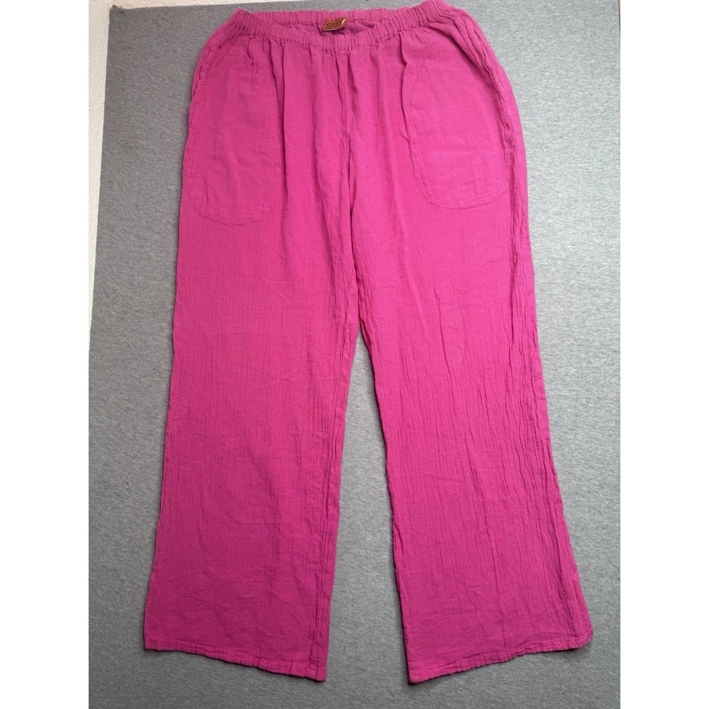 Oh My Gauze Women's Size 2 Pink Cotton Pull On Straight Leg Pants